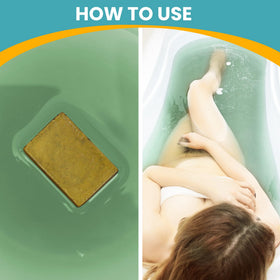 ManuFeiFei sulfur bath tablet close-up shows natural color and mineral scent.