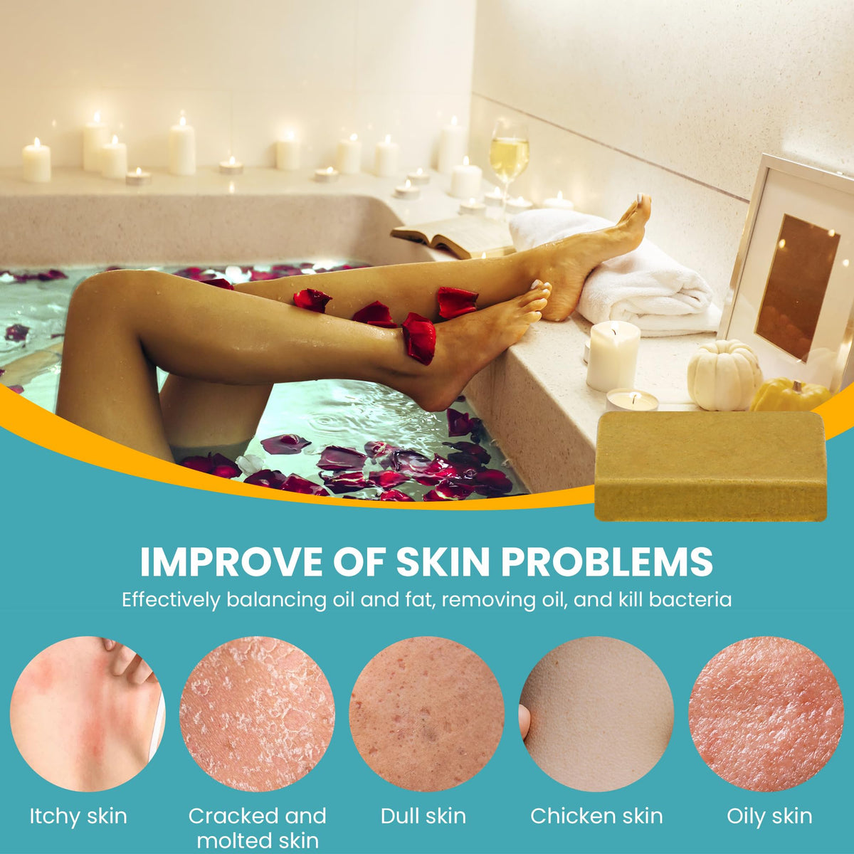 ManuFeiFei sulfur bath tablet dissolving in warm water for mineral soak.
