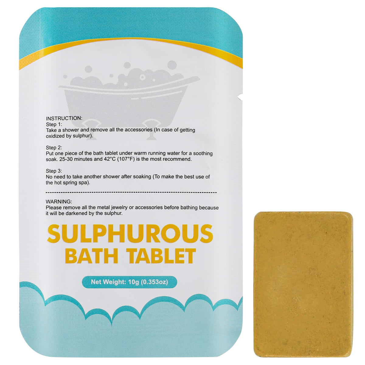 ManuFeiFei sulfur bath tablet unwrap ready for detox soak.