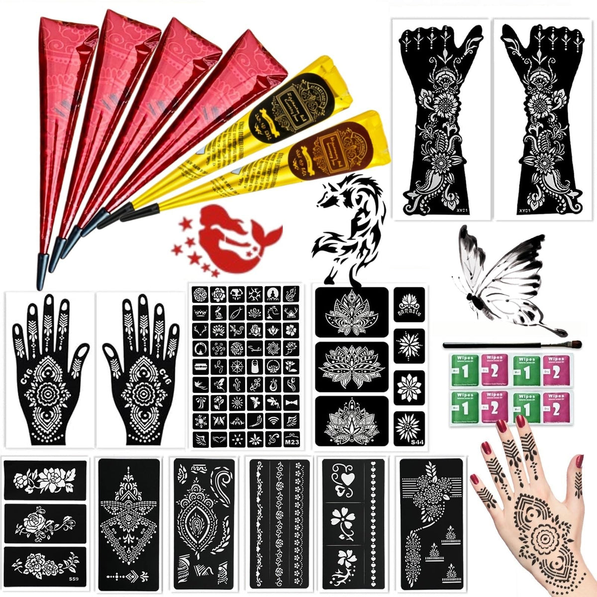 ManYan HaiYan 12-sheets stencil kit for bold DIY body art designs