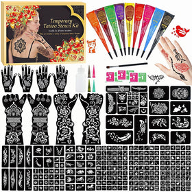 ManYan HaiYan 18 large stencils showcase versatile body art designs for parties.