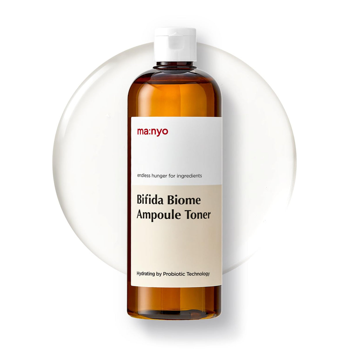 ma:nyo Bifida Biome Ampoule Toner bottle highlighting dual hydration action for daily use