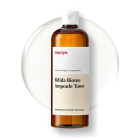 ma:nyo Bifida Biome Ampoule Toner bottle highlighting dual hydration action for daily use