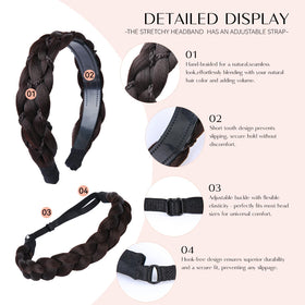 MaopaoBeauty stretch braid headband offers adjustable fit for various head sizes.
