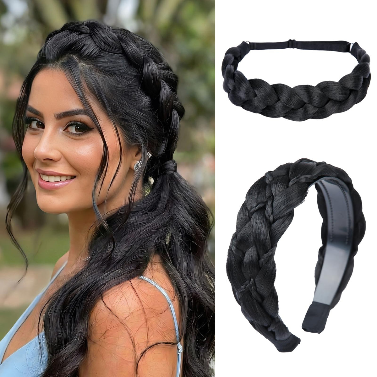 MaopaoBeauty braided headband with teeth for secure non-slip wear during workouts.