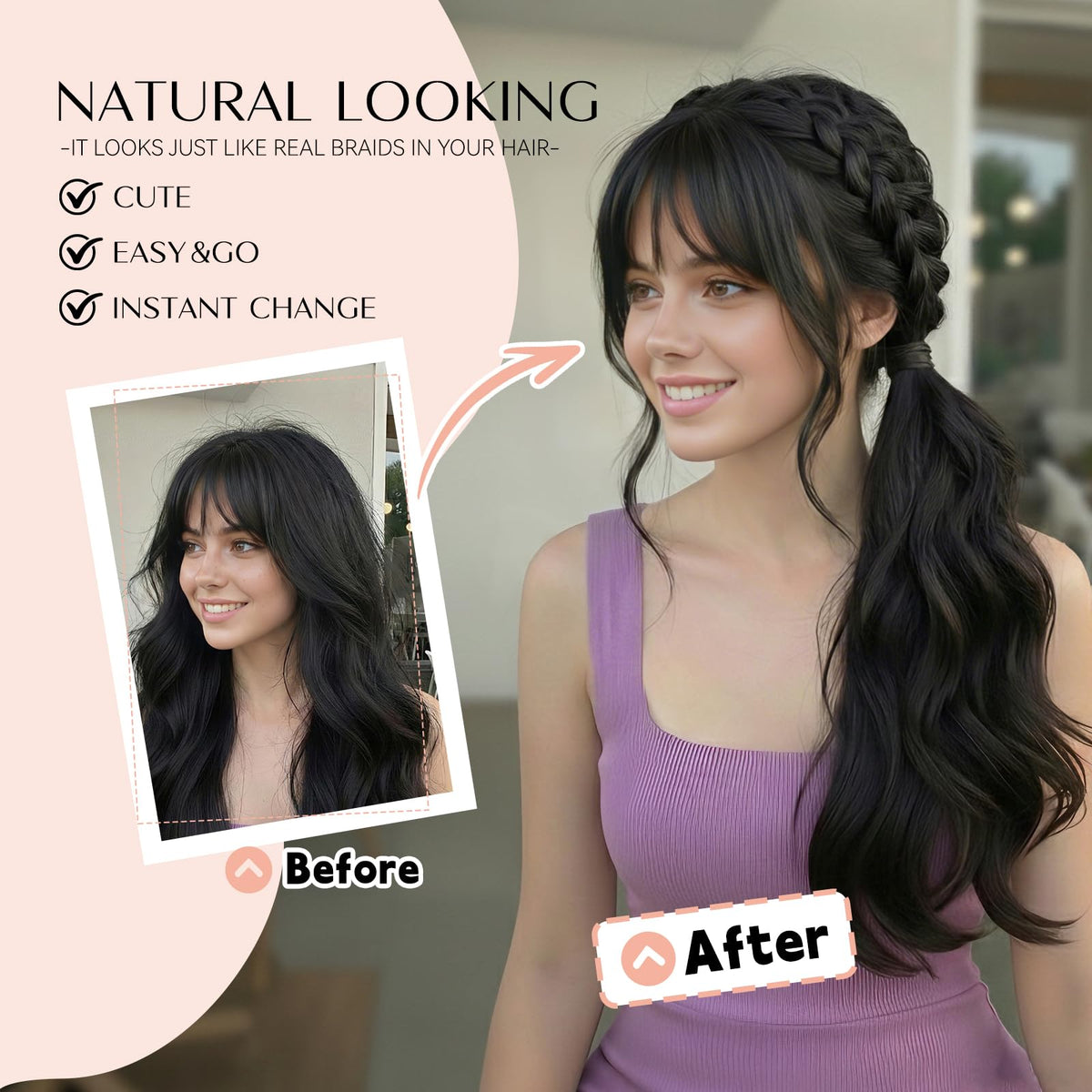 MaopaoBeauty stretch braided hairband with adjustable fit for daily activities.