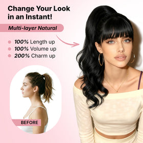 MaopaoBeauty clip-on ponytail demonstrates easy 1-second application for busy mornings