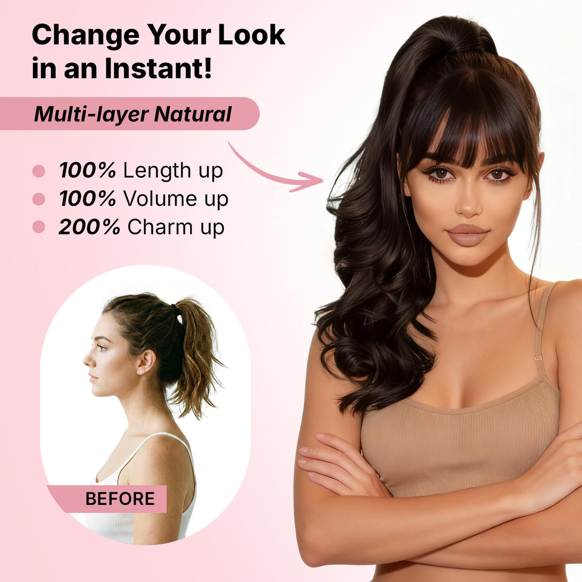 Maopaobeauty lightweight pony-tail extension adding fullness without heaviness