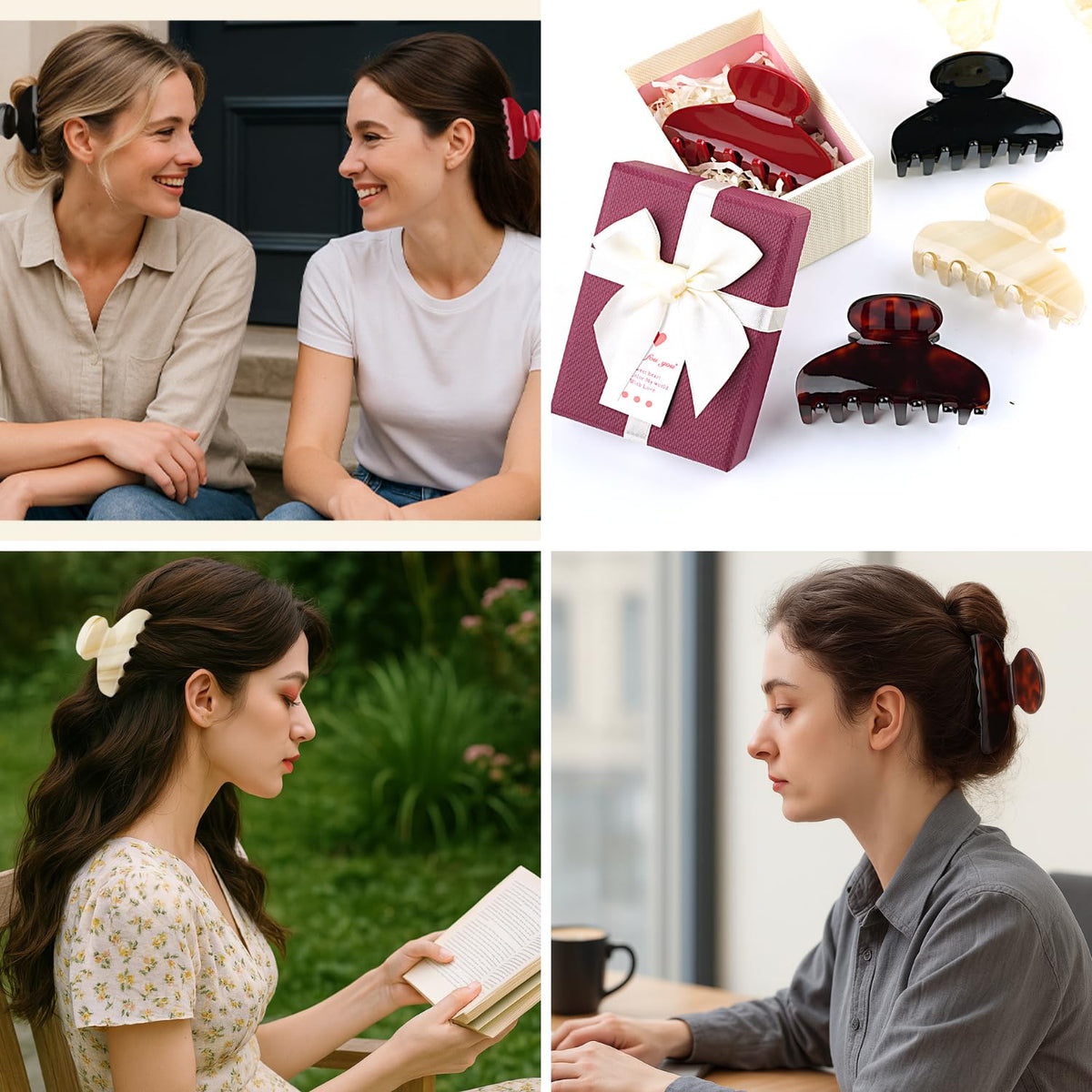 MAORULU tortoise-shell acetate hair clip close-up with durable spring