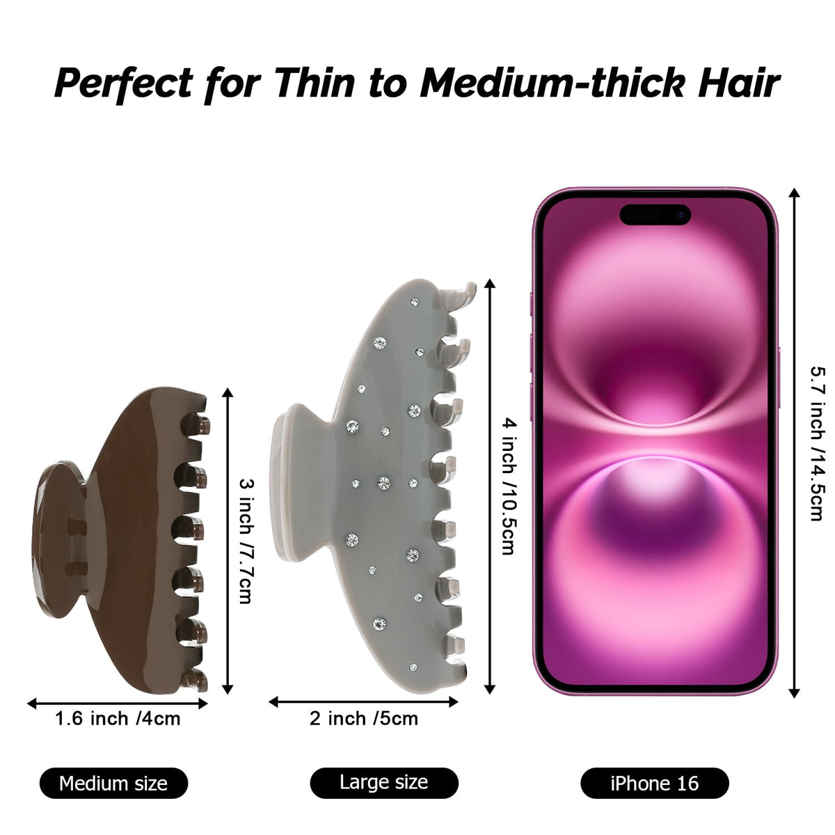 MAORULU banana clip dark brown side view showing ergonomic design for gentle grip.