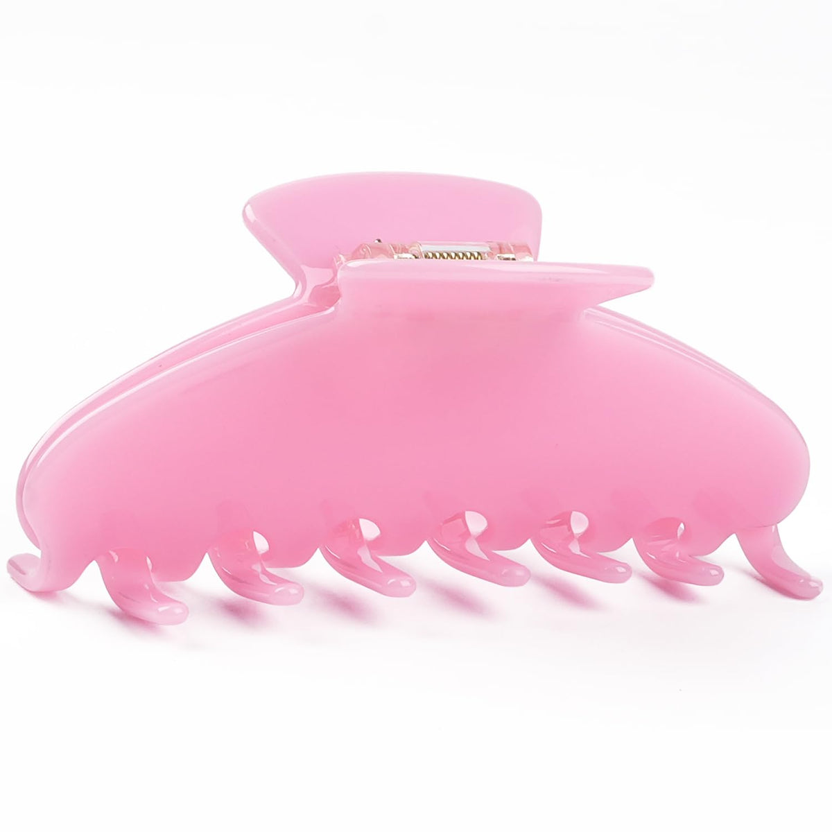 MAORULU 4-inch jelly pink claw clip closed for secure hold on thick or thin hair.