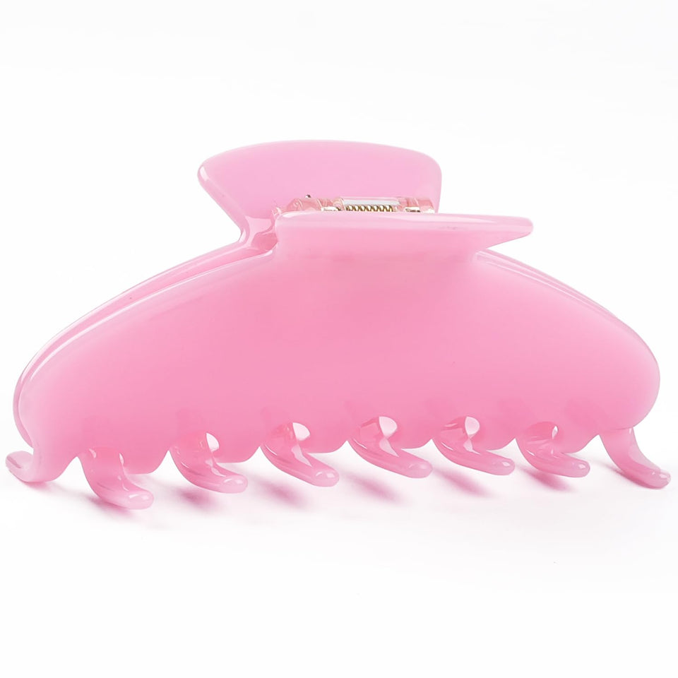 MAORULU 4-inch jelly pink claw clip closed for secure hold on thick or thin hair.