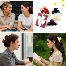 MAORULU clip for half-up ponytails in cream white with secure grip