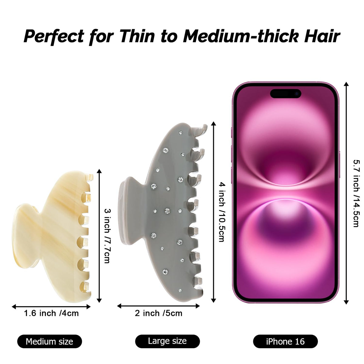 MAORULU octopus claw clip in cream white keeps hair intact during movement