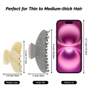 MAORULU octopus claw clip in cream white keeps hair intact during movement