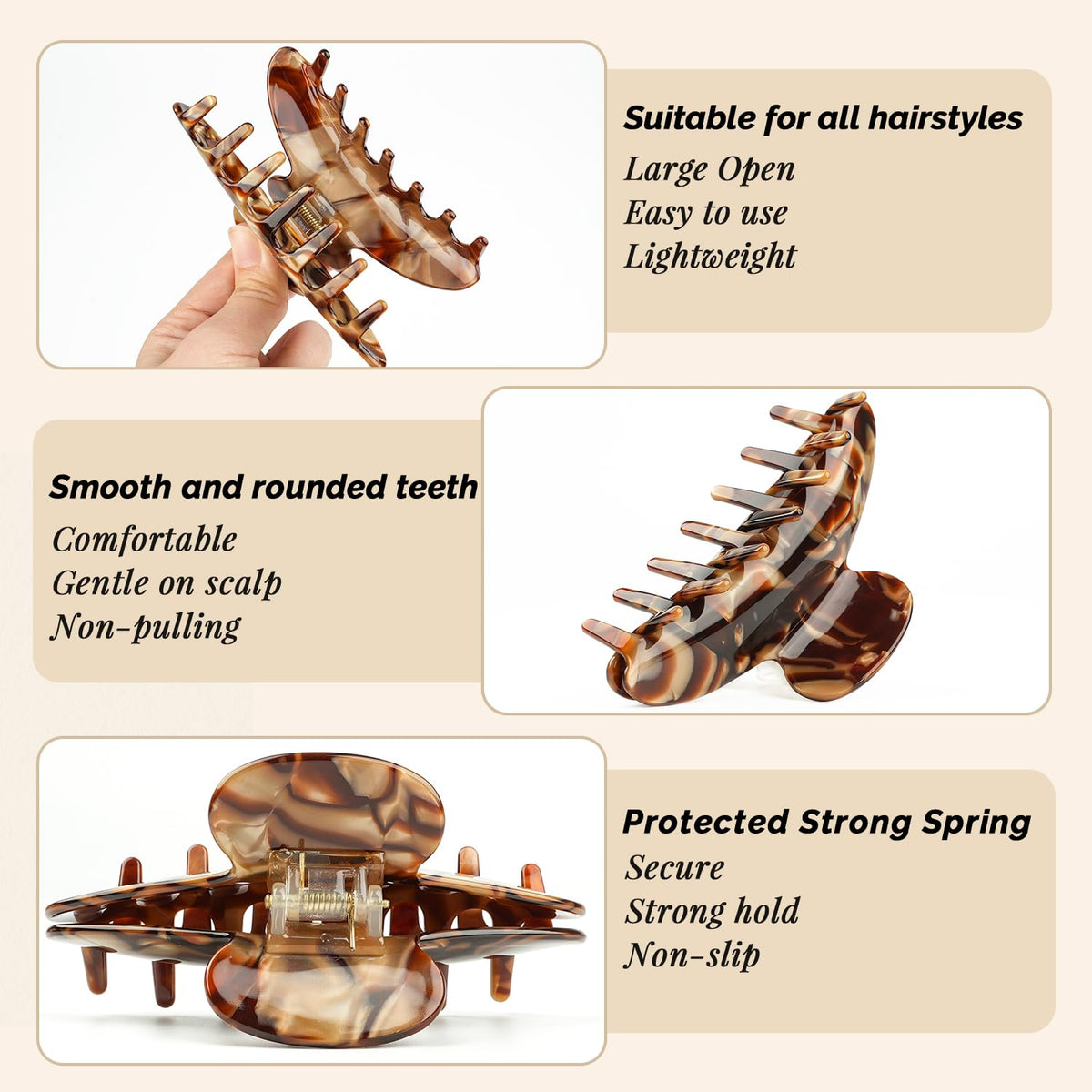 MAORULU tortoise clip in lifestyle shot showing secure updo.