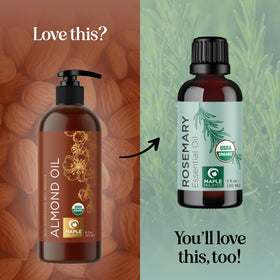 Maple Holistics almond oil on hair demonstrating gloss and moisture