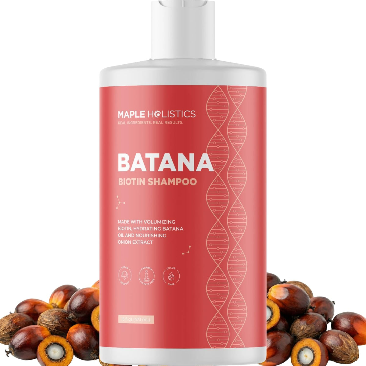 Maple Holistics Biotin & Batana Shampoo bottle ready for daily volume boost.