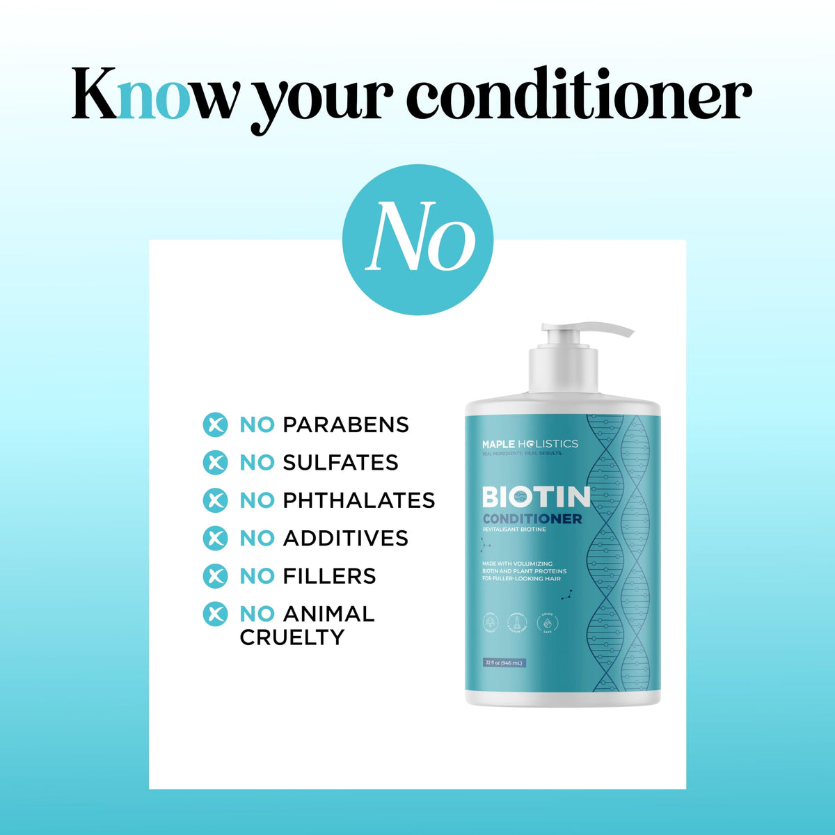 Maple Holistics Biotin Conditioner for thinning hair supports subtle fullness.