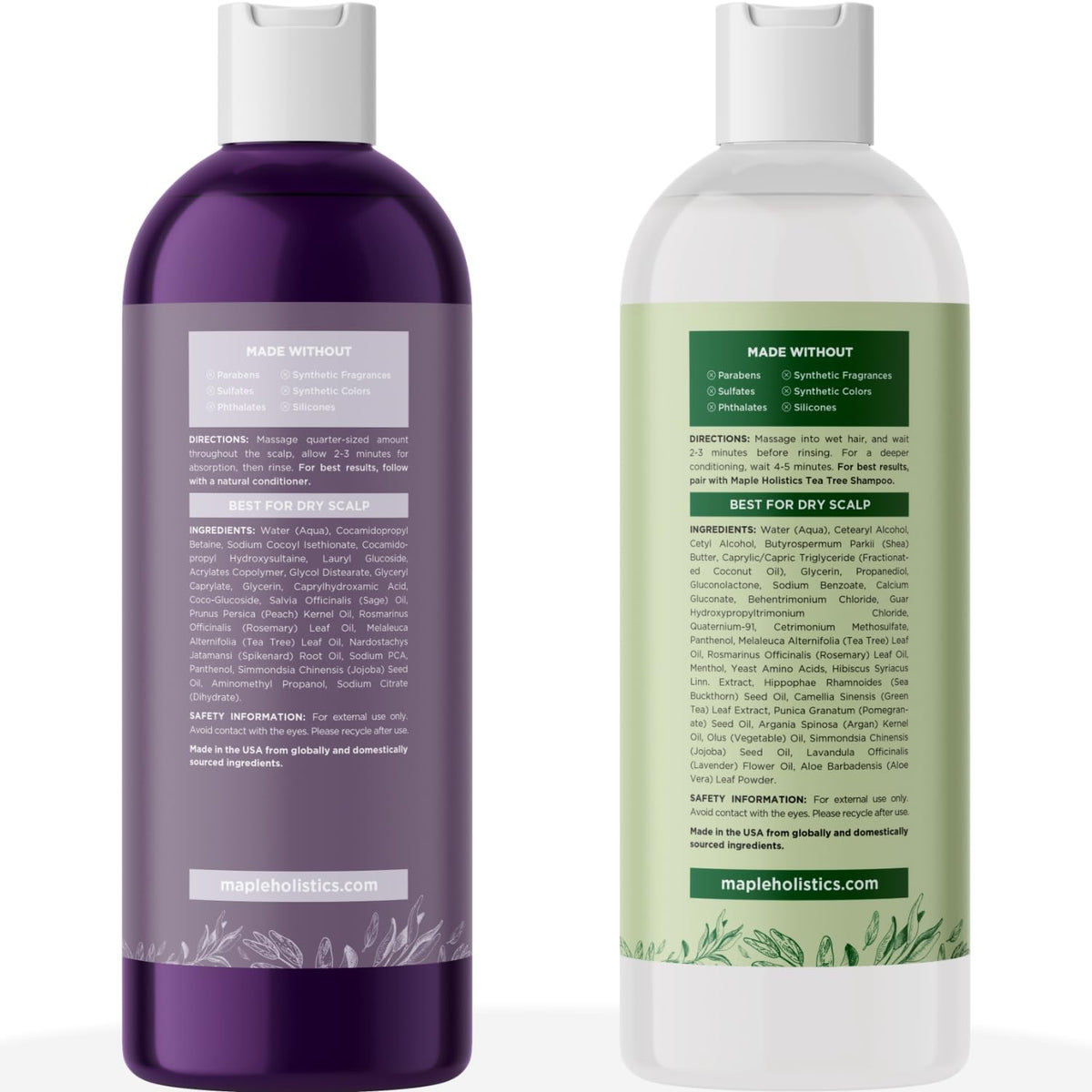 Maple Holistics dry scalp care close-up shows flaky scalp relief.