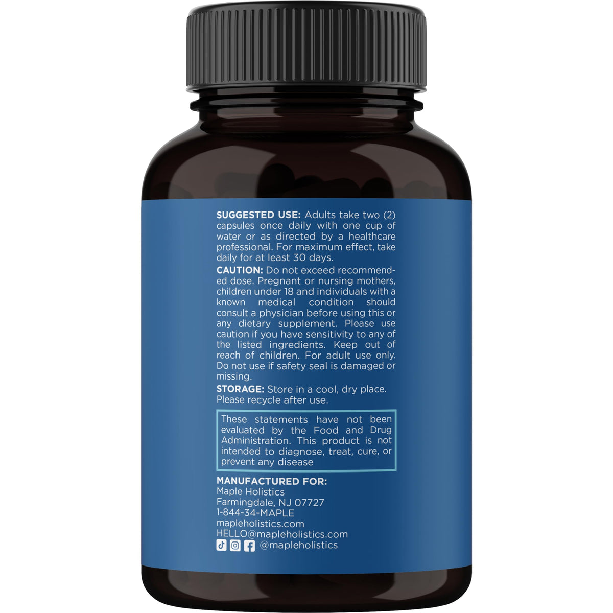 Close-up of horsetail, biotin, and collagen ingredients in Maple Holistics formula