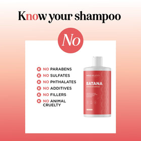 Maple Holistics Biotin & Batana Shampoo ingredients featuring rosemary and tea tree.