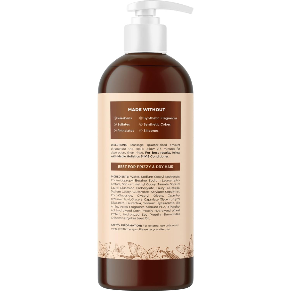 Maple Holistics Moisturizing Shampoo plant-proteins visual suggests nourishing care for color-treated hair