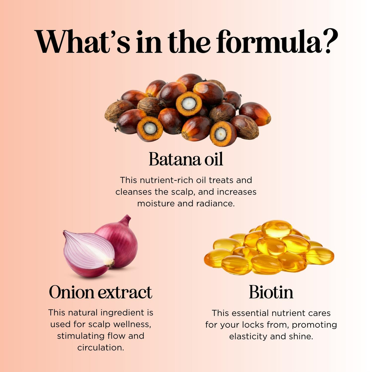Maple Holistics Biotin & Batana Shampoo bottle label close-up with onion biotin blend.