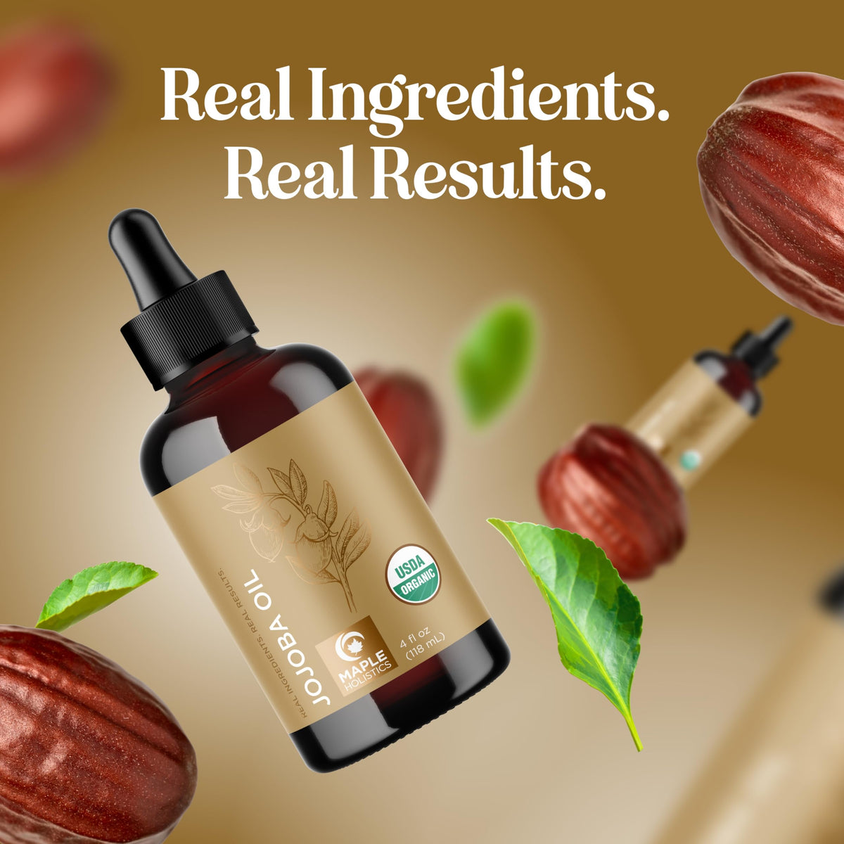Maple Holistics Organic Jojoba Oil 4 oz packaging; compact bottle