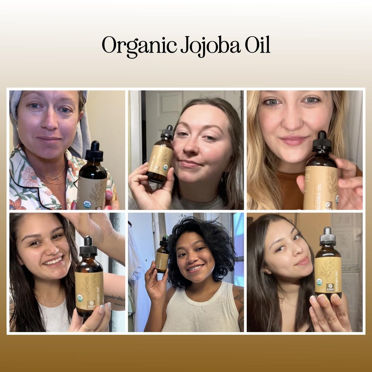 Maple Holistics Organic Jojoba Oil in hand; lightweight carrier oil for skin