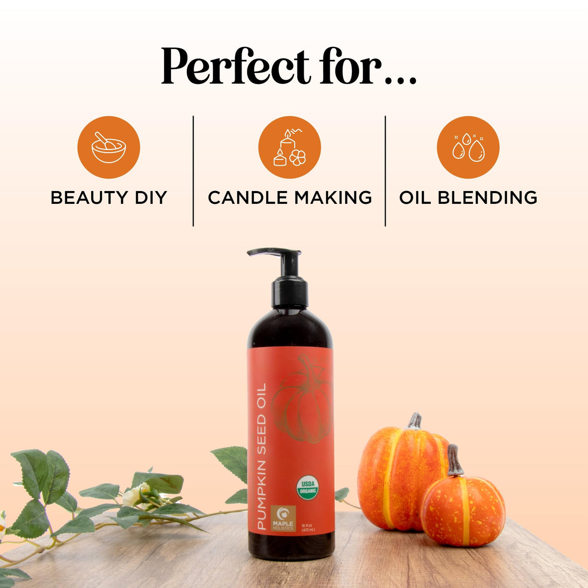 Maple Holistics pumpkin seed oil dropper close-up