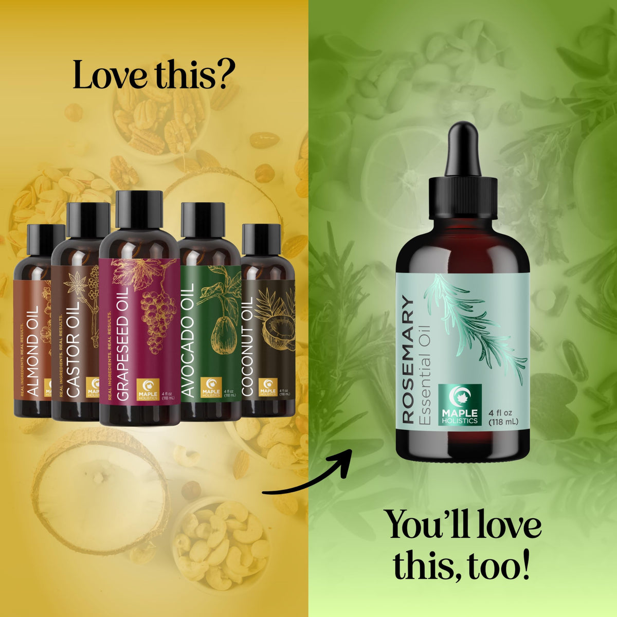 Maple Holistics castor oil bottle supports scalp moisture and nails