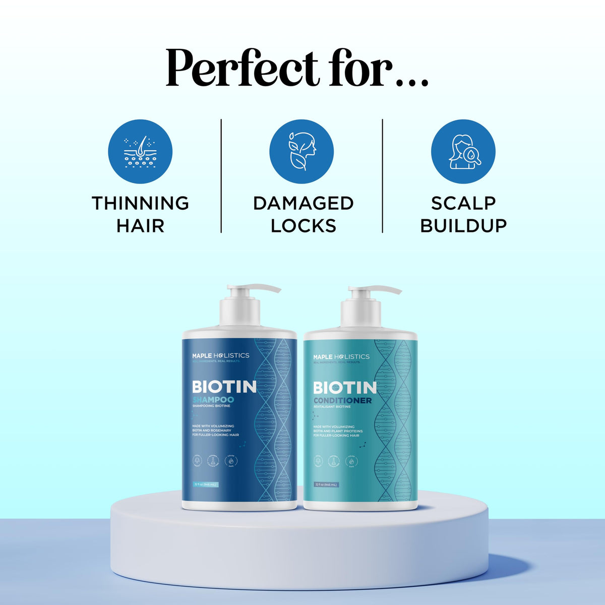 Maple Holistics Rosemary Biotin hair care line ideal for daily maintenance and nourishment