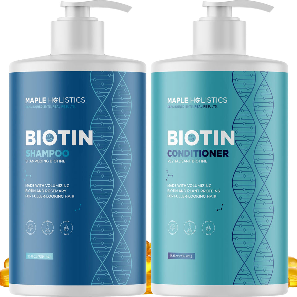 Maple Holistics Rosemary Biotin Shampoo bottle front view highlighting the volumizing formula