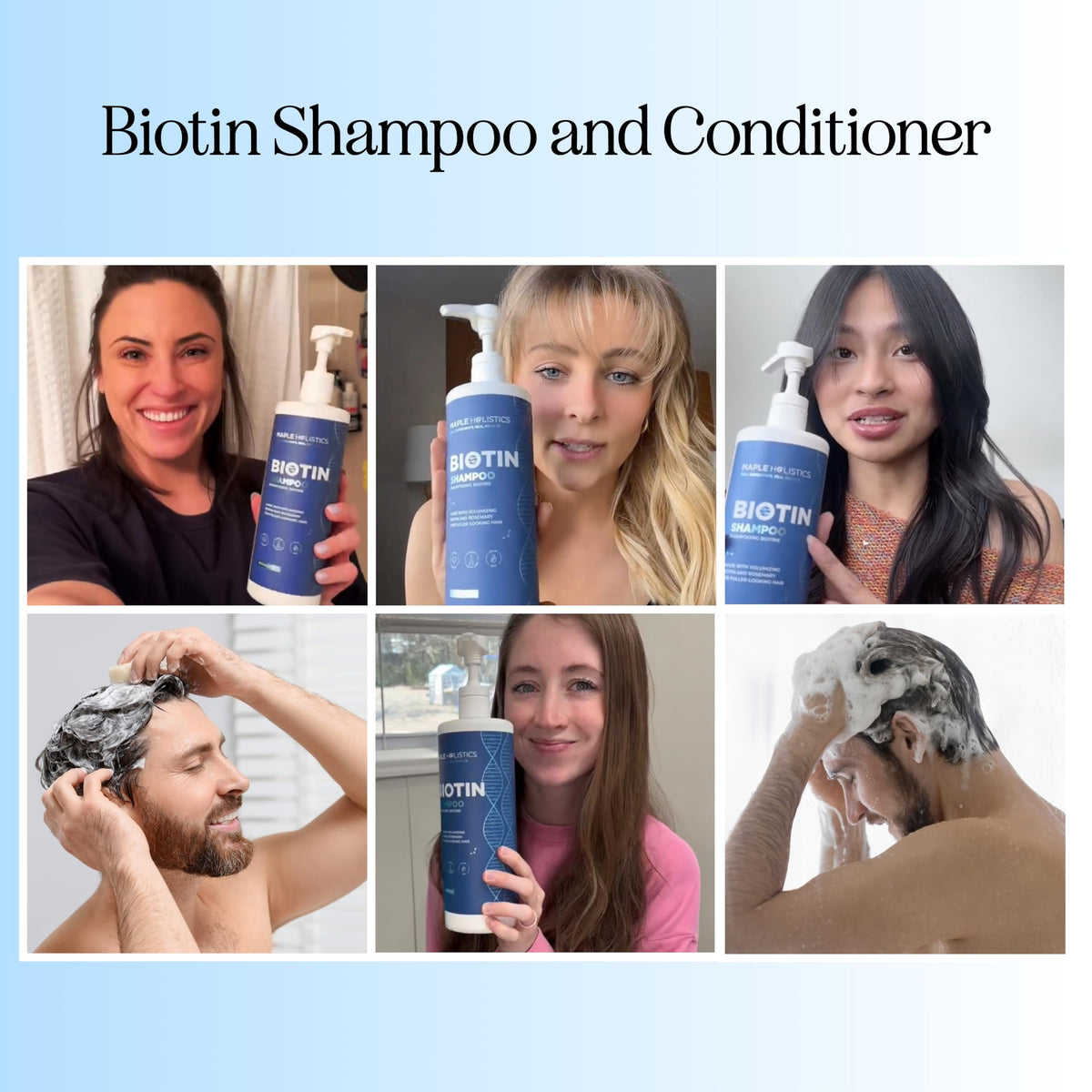 Maple Holistics shampoo ingredients with rosemary and coconut oil for gentle cleansing