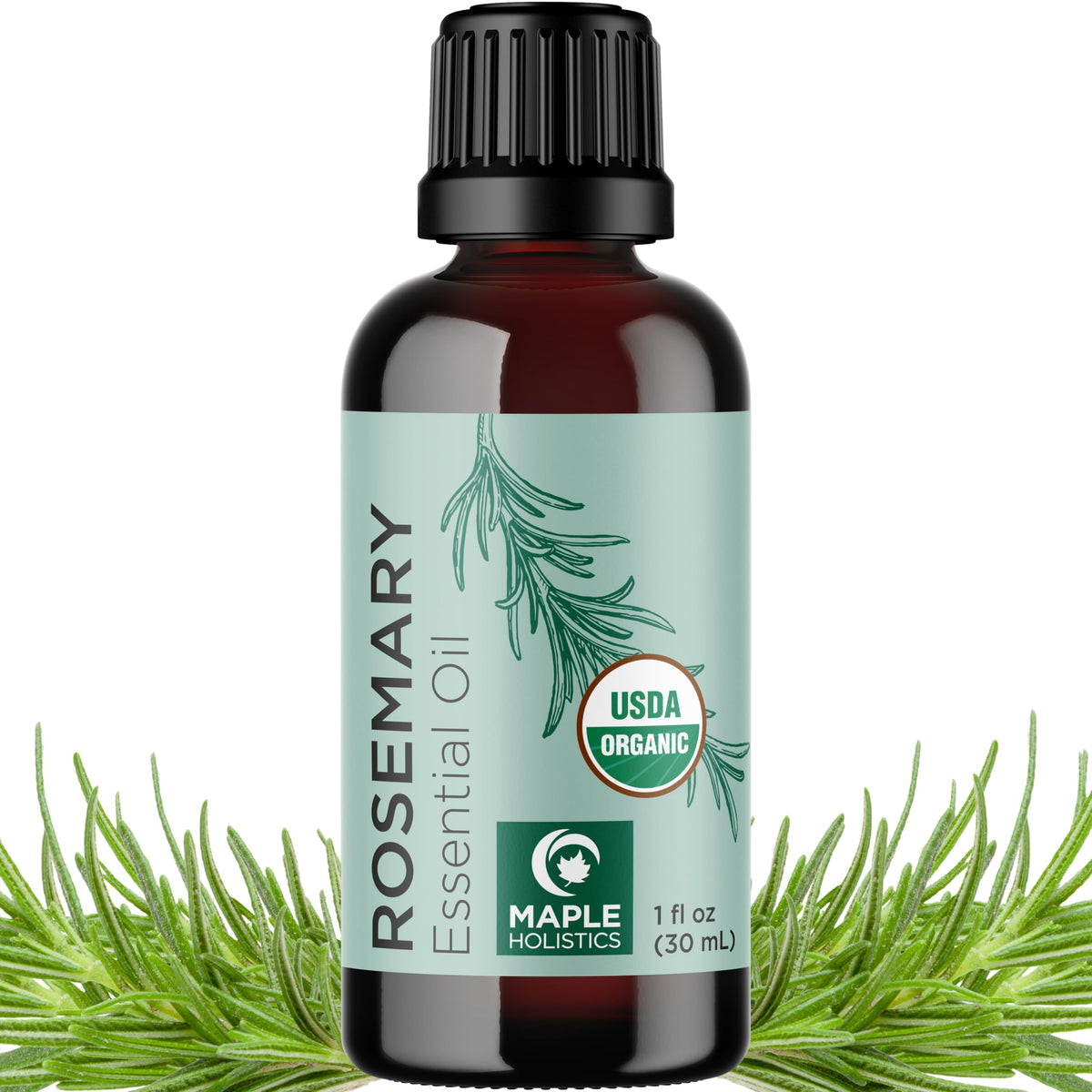 Maple Holistics rosemary oil bottle pour for hair and scalp care