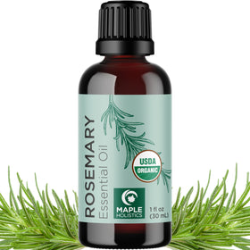 Maple Holistics rosemary oil bottle pour for hair and scalp care