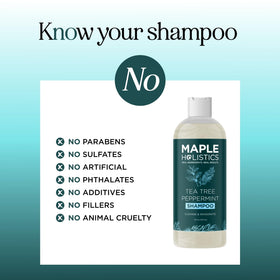 16-ounce Maple Holistics bottle displayed on bathroom shelf for home use.