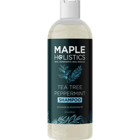 Maple Holistics bottle in a bathroom with water splash.