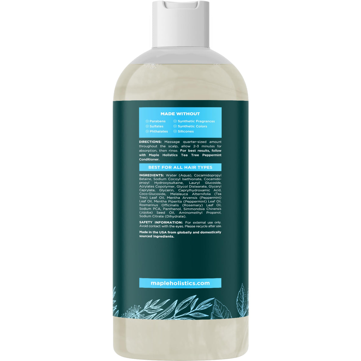 Maple Holistics shampoo applied to the scalp for clarifying cleanse.