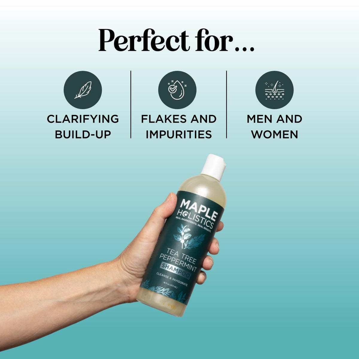 Shower routine with Maple Holistics shampoo for scalp refreshment.