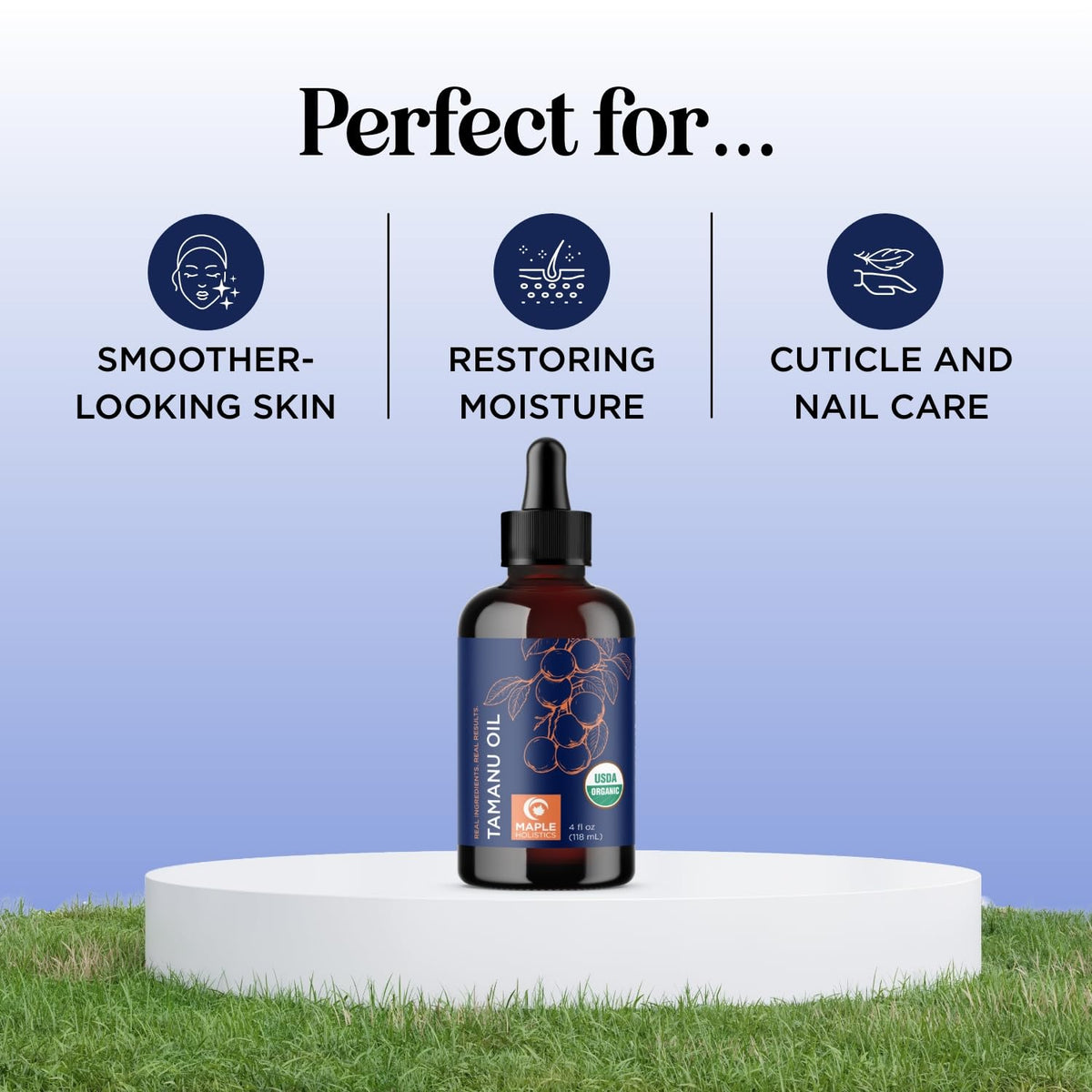Maple Holistics tamanu oil in a hair care routine for added moisture without heaviness.