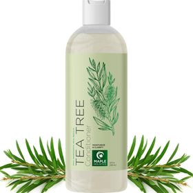 Maple Holistics Tea Tree Conditioner bottle highlighting hydration for dry hair.