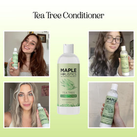 Maple Holistics Tea Tree Conditioner pump demonstrates easy application