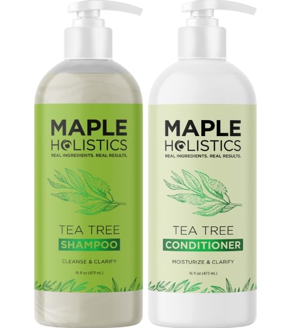 Maple Holistics Tea Tree label detail noting sulfate-free ingredients.