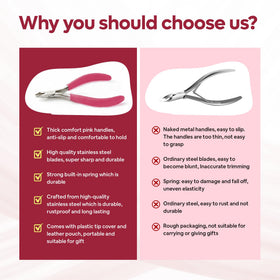 MAQHUES cuticle cutter stainless steel 2-pack in leather case is travel-ready.