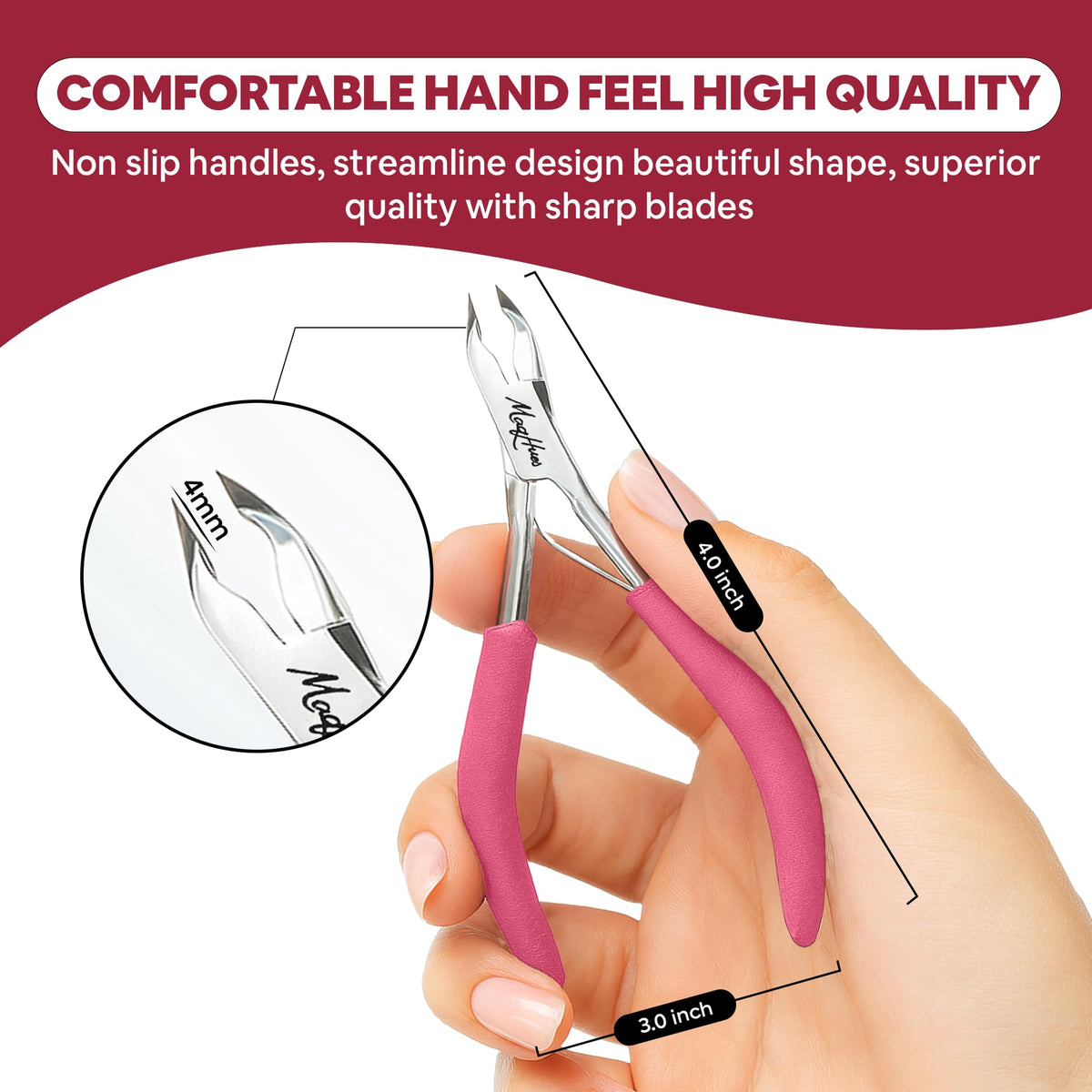 MAQHUES cuticle pusher and trimmer nail tool in use illustrates multi-function prepping.