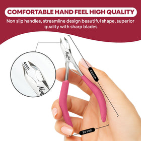 MAQHUES cuticle pusher and trimmer nail tool in use illustrates multi-function prepping.