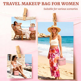 MaqSacion top-handle makeup bag pink for easy carry