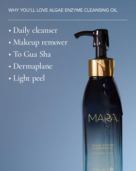 MARA Algae Enzyme Cleansing Oil on skin demonstrating gentle cleansing and hydration.